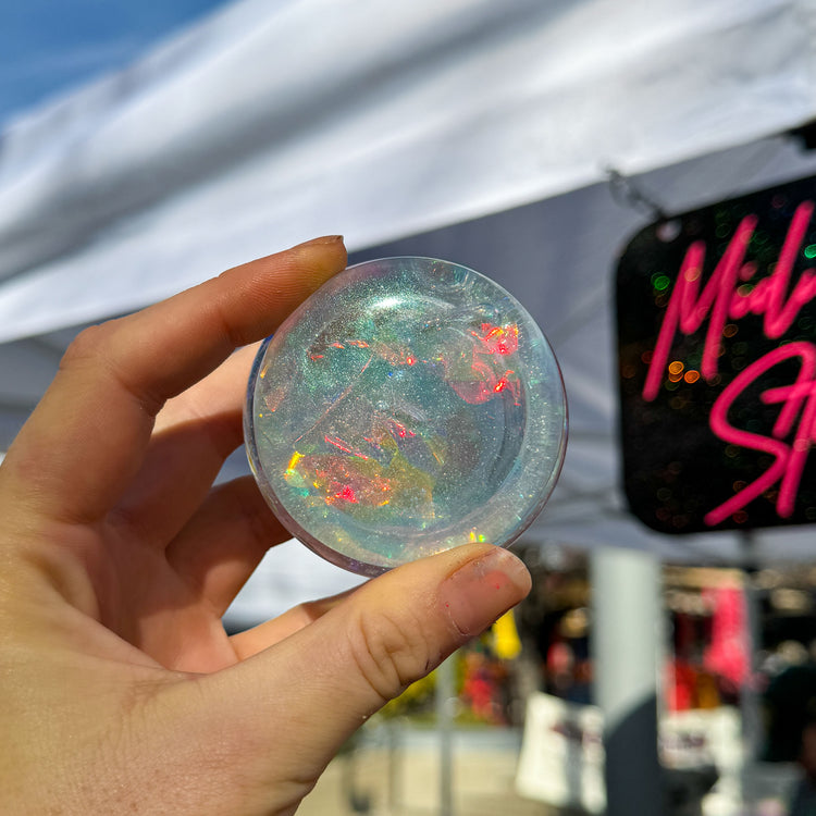 Round Iridescent Storage Jar