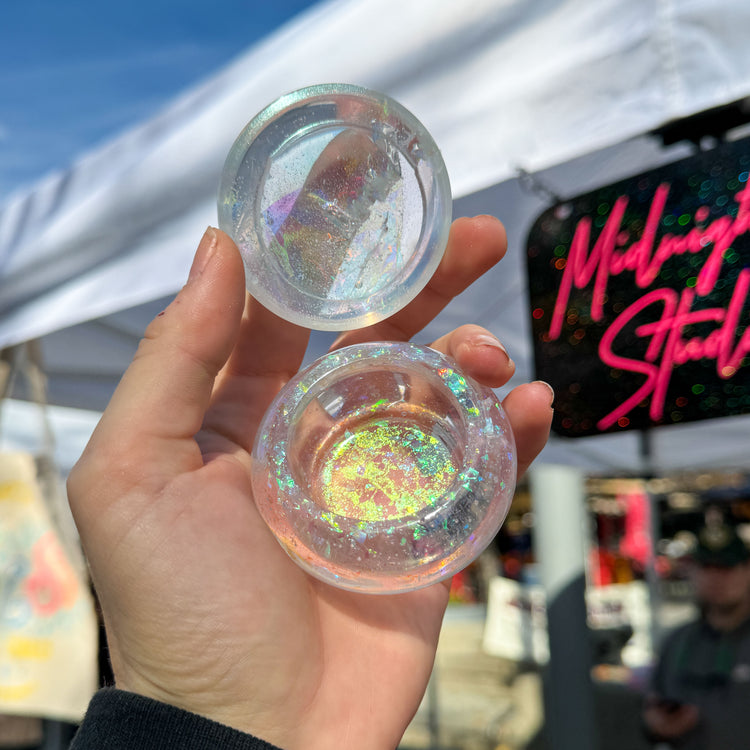 Round Iridescent Storage Jar