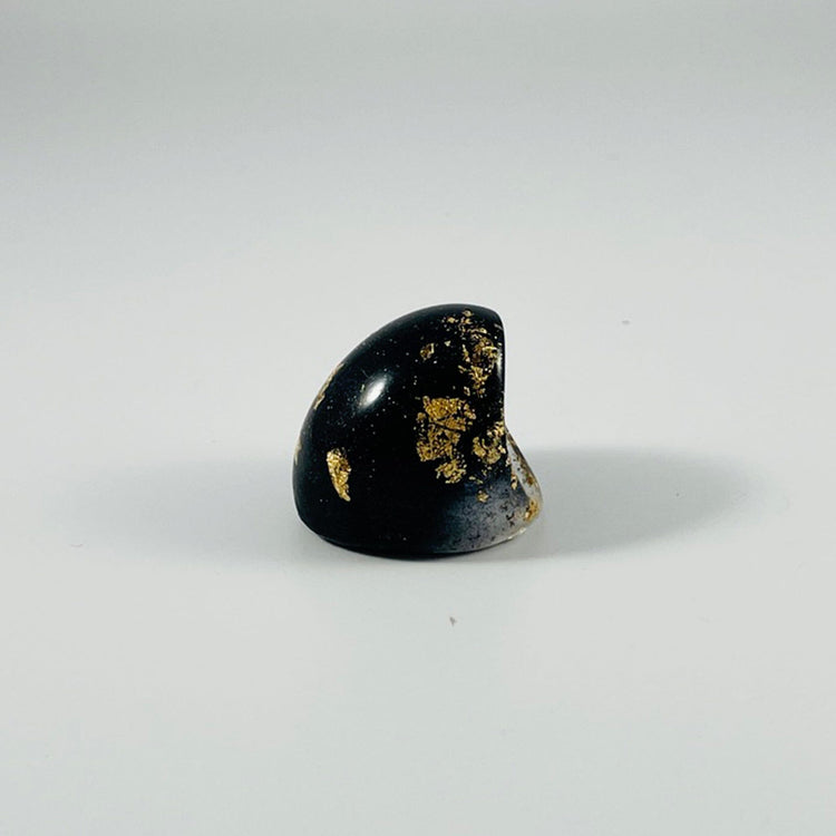 Black & Gold Chunky Oval Ring - Midnight Studio Rings