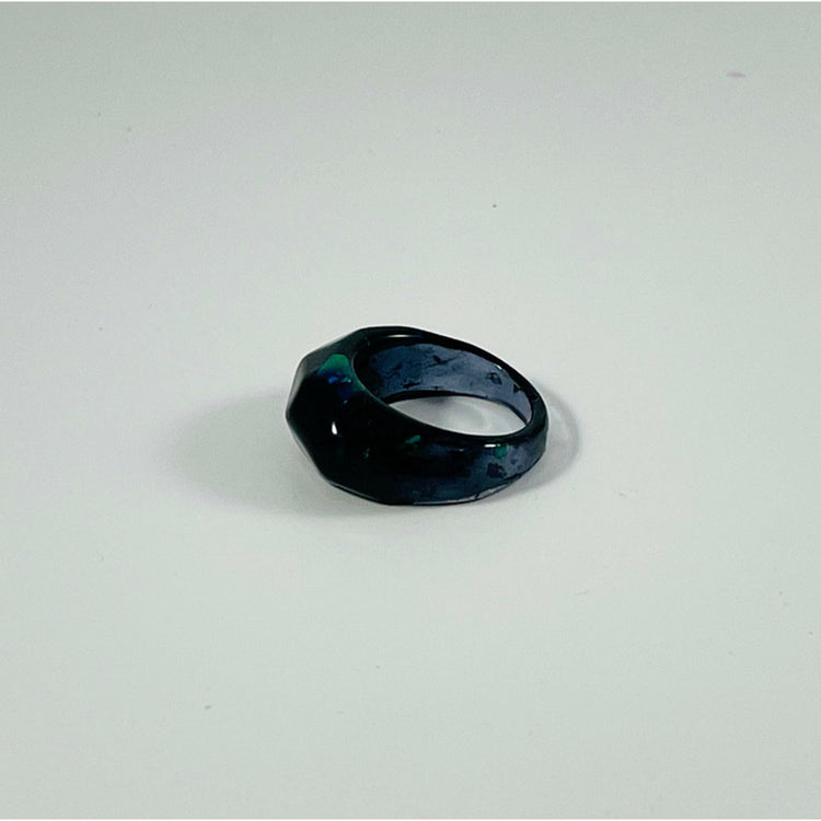 Black Opal Faceted Resin Ring - Midnight Studio Rings