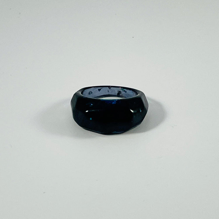 Black Opal Faceted Resin Ring - Midnight Studio Rings