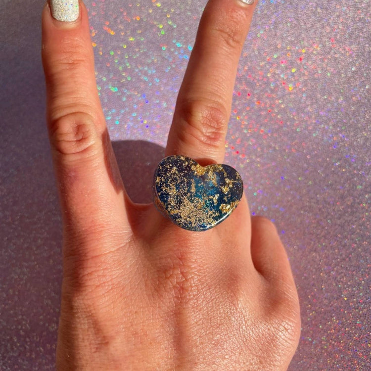 CHUNKY HEART SOLIDARITY RINGS (5 STYLES) - Midnight Studio Rings