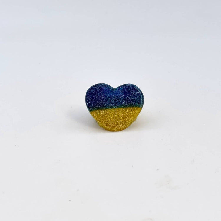 CHUNKY HEART SOLIDARITY RINGS (5 STYLES) - Midnight Studio Ukraine Flag Style 1 / 7 Rings
