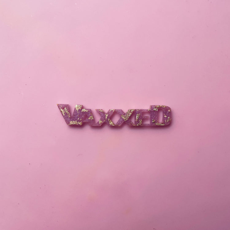 "Classy" VAXXED Necklace *Retiring Style* LAST CHANCE - Midnight Studio Purple & Gold Flake / Gold Necklaces