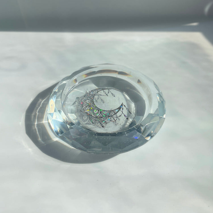 Faceted Holographic Moon Dish Bowl Midnight Studio