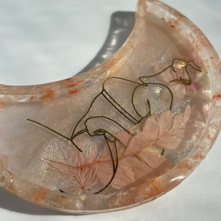 Floral Goddess Moon Tray with Real Crystals Tray Midnight Studio