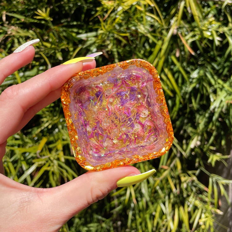FLORAL IRIDESCENT GOLD MOON TRINKET DISH - Midnight Studio Decorative Bowls