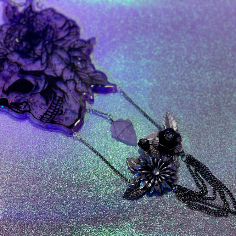 Floral Skull Hanging - Midnight Studio Suncatchers