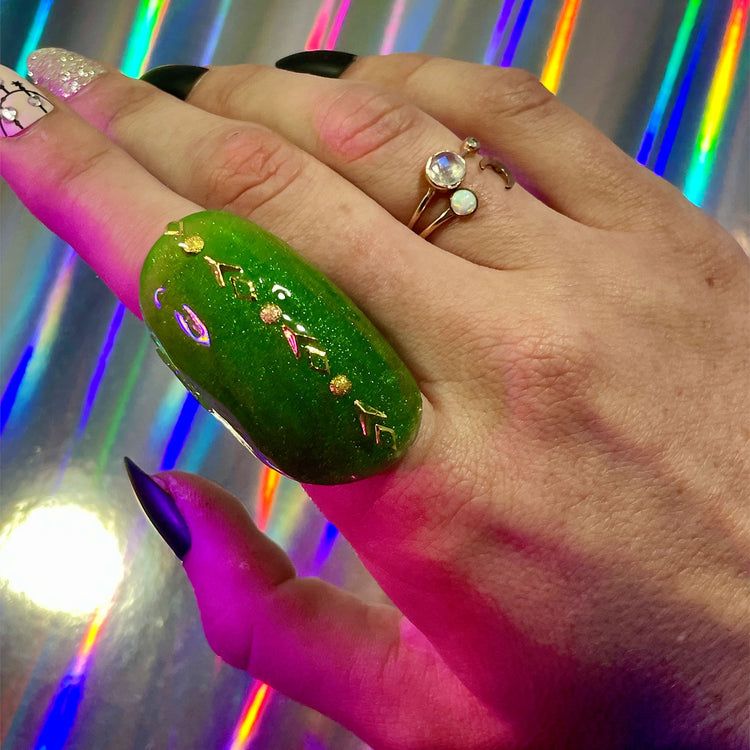 "Frankenstein's Bride" Long Finger Statement Ring - Midnight Studio Rings