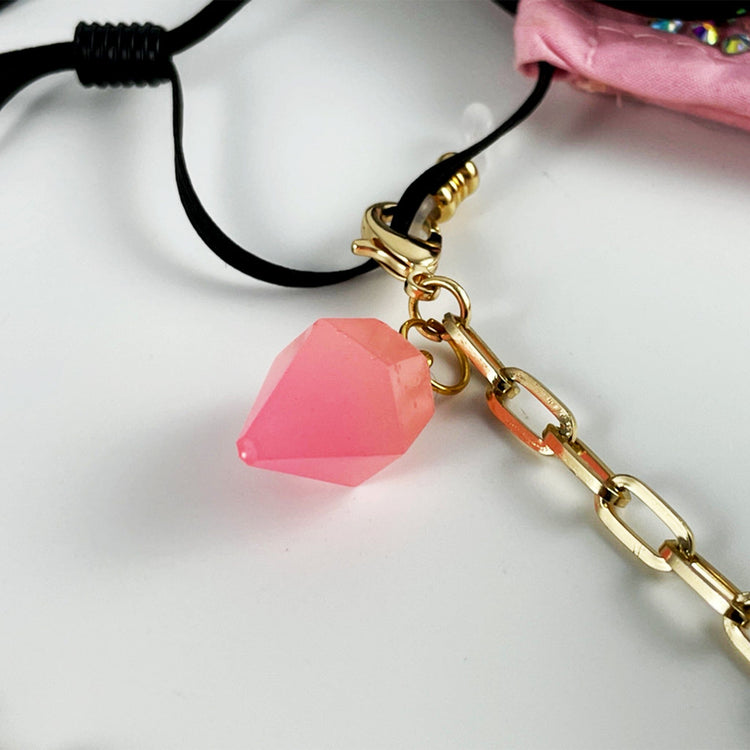 Glow-In-The-Dark Diamond Charm Convertible Mask/Glasses Chain - Midnight Studio Mask Chain