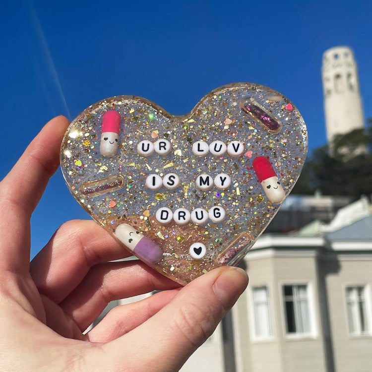 Heart Mirror / Window / Shower Art - Midnight Studio Ur Luv Is My Drug Decor