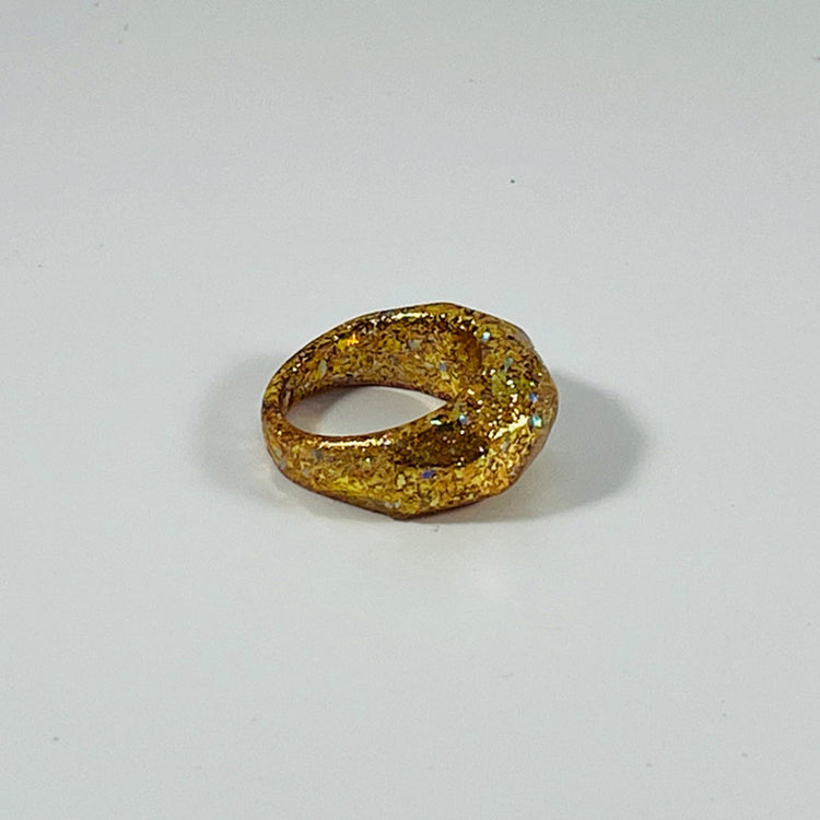 Holo Gold Faceted Resin Ring - Midnight Studio Rings