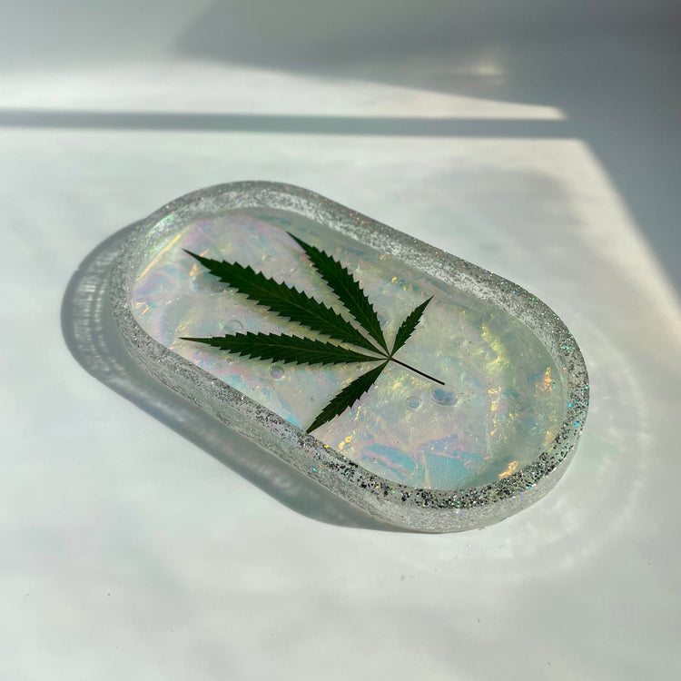 Holographic Cannabis Leaf Rolling Tray Tray Midnight Studio