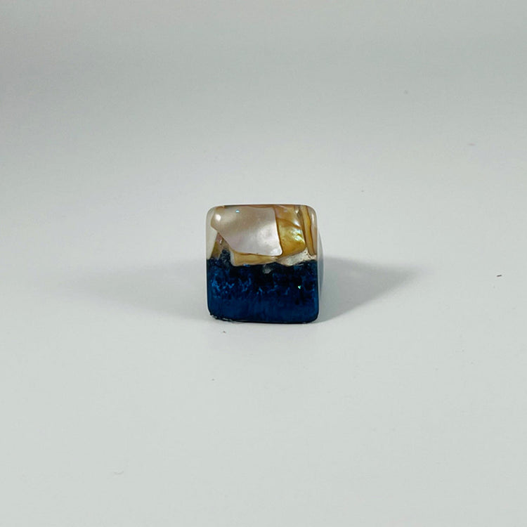 Layered Abalone Chunky Square Ring - Midnight Studio Rings
