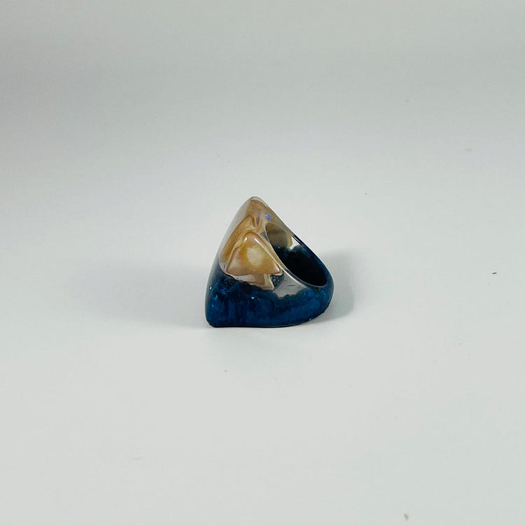 Layered Abalone Chunky Square Ring - Midnight Studio Rings