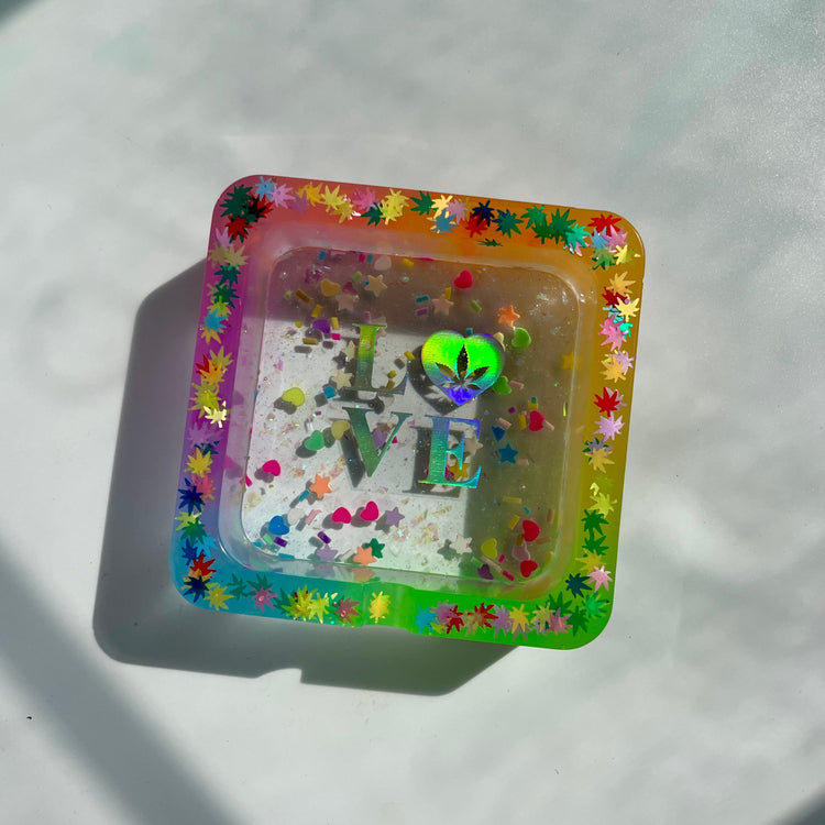 LOVE Weed Holographic Ashtray (Glow in the Dark) Ashtrays Midnight Studio