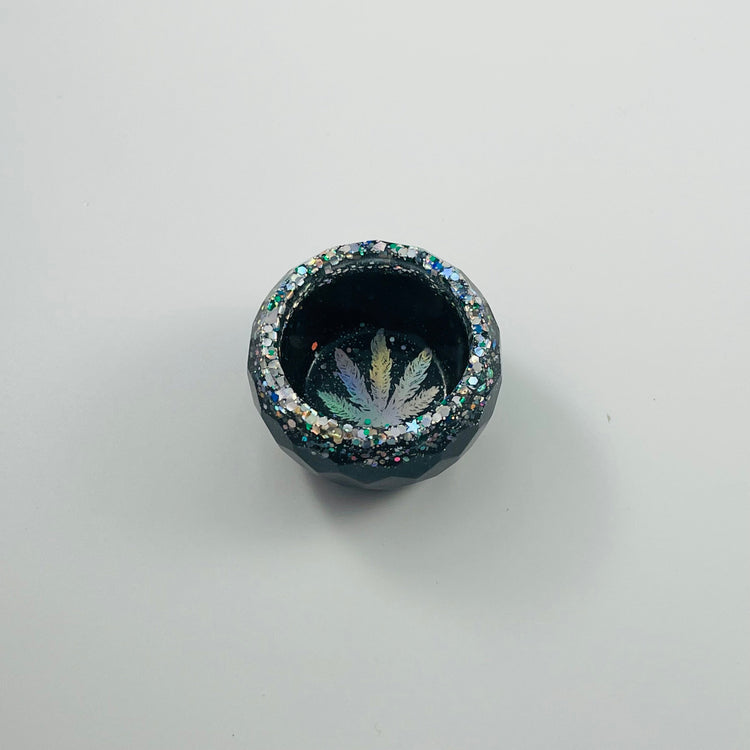 Mini Trinket Bowls bowl Midnight Studio Black w/ Pot Leaf Foil S