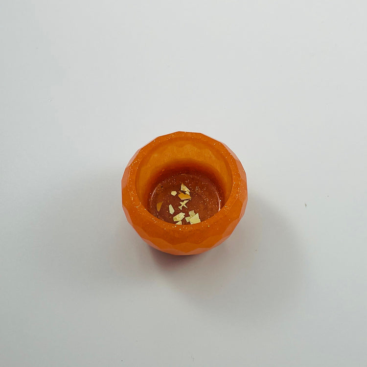 Mini Trinket Bowls bowl Midnight Studio Orange W/ Gold Flake S