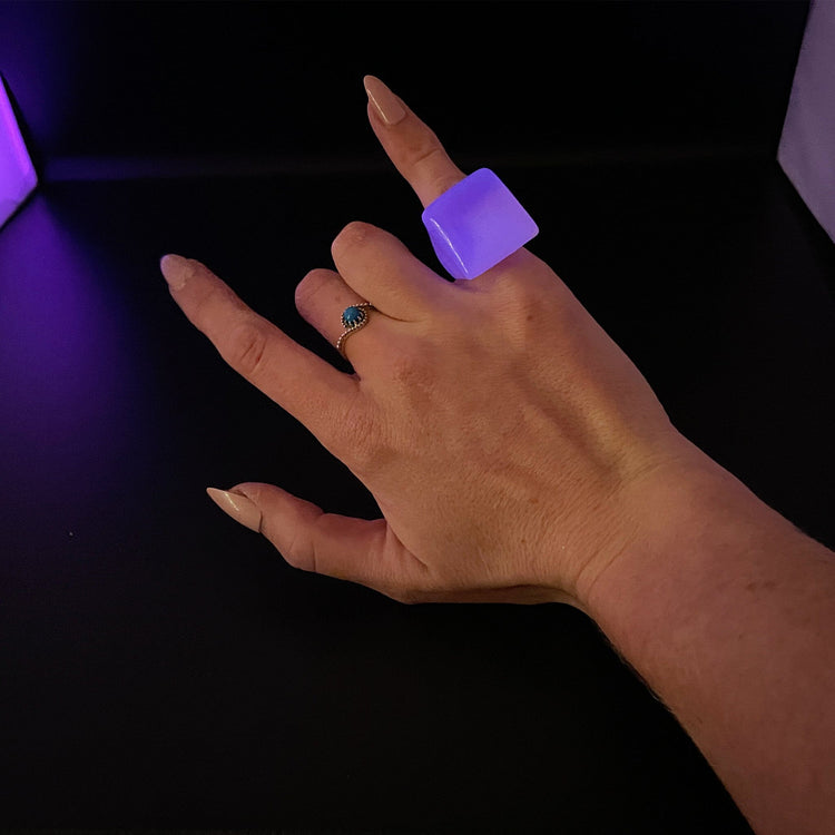 Pink & Purple *Glow in the Dark* Chunky Square Ring - Midnight Studio Rings