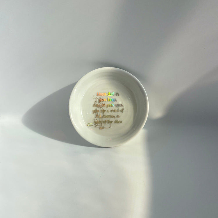 Upcycled Vintage China plate Midnight Studio Holographic Lunar Goddess Foil