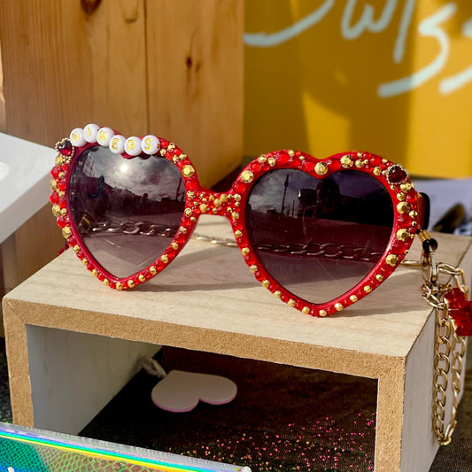 Niners Bedazzled Heart Sunglasses