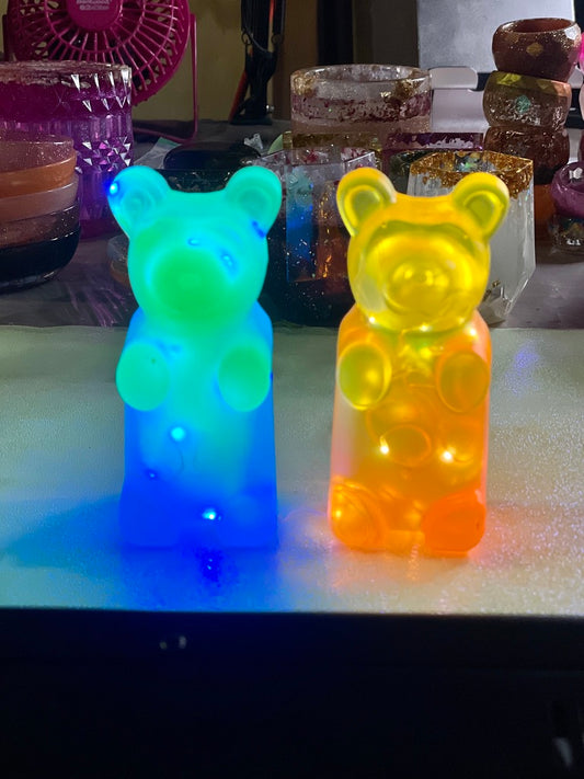 Green & Blue Glow in the Dark Gummy Bear Lamp