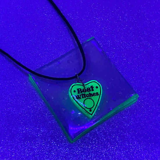 "Best Witches" BFF Necklace Set - Midnight Studio Glow Green / Single Necklace Necklaces