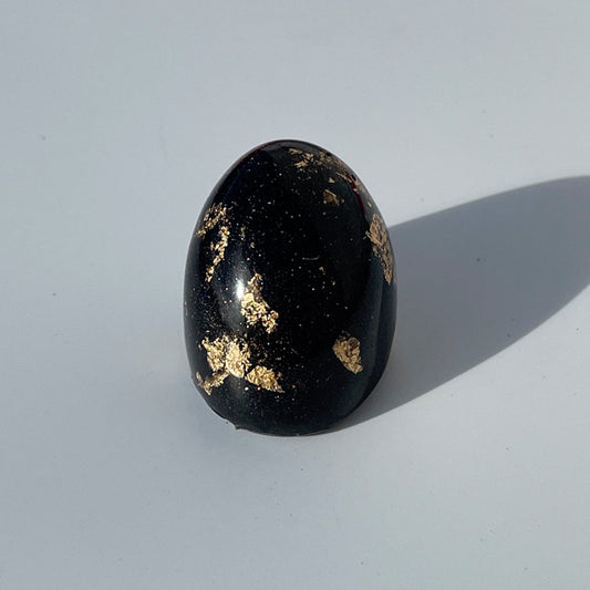 Black & Gold Chunky Oval Ring - Midnight Studio Rings