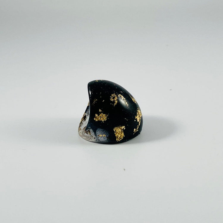 Black & Gold Chunky Oval Ring - Midnight Studio Rings