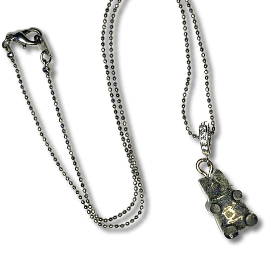 Black Holo Gummy Bear Pave Crystal Necklace - Midnight Studio Necklace