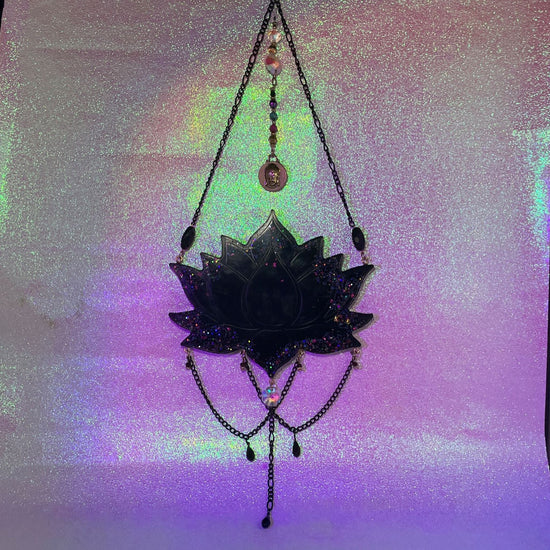 Black Lotus Hanging - Midnight Studio Suncatchers