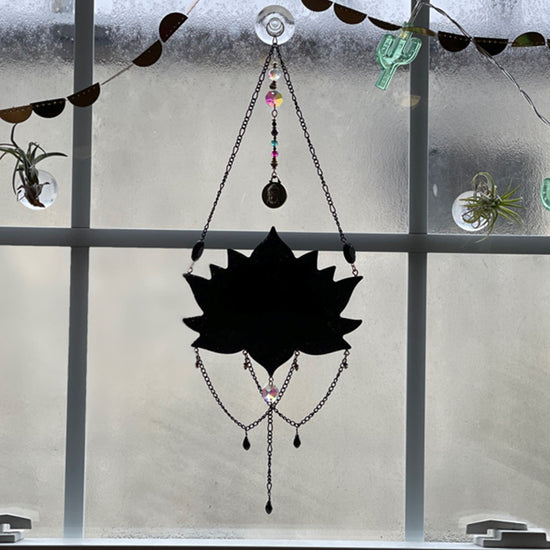 Black Lotus Hanging - Midnight Studio Suncatchers