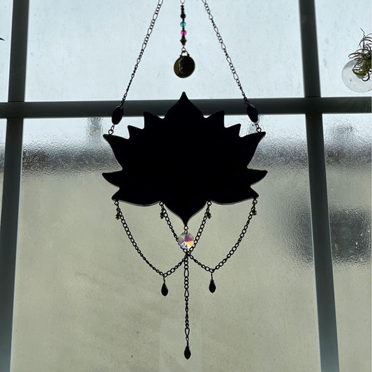 Black Lotus Hanging - Midnight Studio Suncatchers