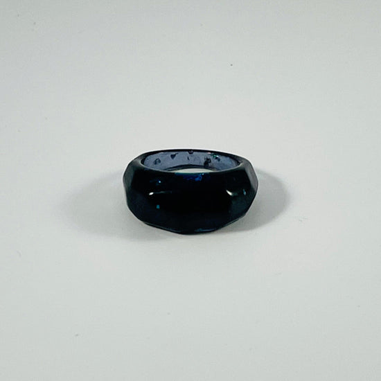 Black Opal Faceted Resin Ring - Midnight Studio Rings