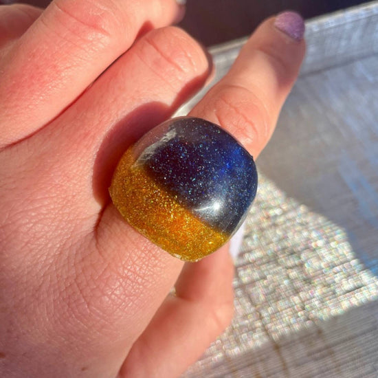 CHUNKY DOME SOLIDARITY RING (2 Styles) - Midnight Studio Blue & Yellow Rings