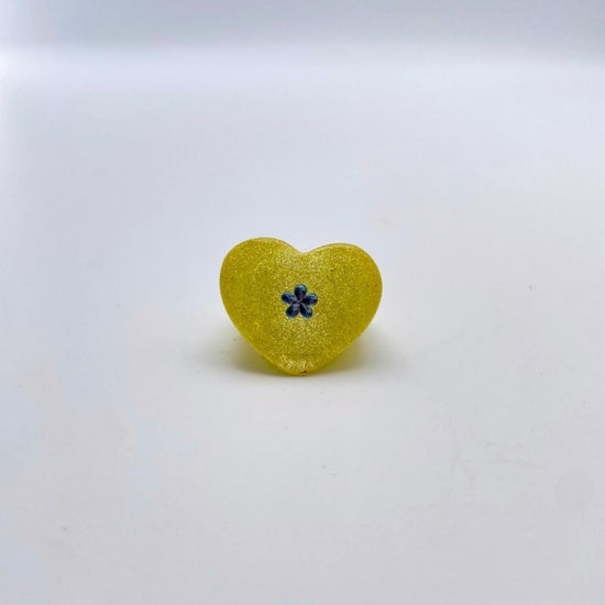 CHUNKY HEART SOLIDARITY RINGS (5 STYLES) - Midnight Studio Ukraine Yellow with Blue Gemstone / 7 Rings
