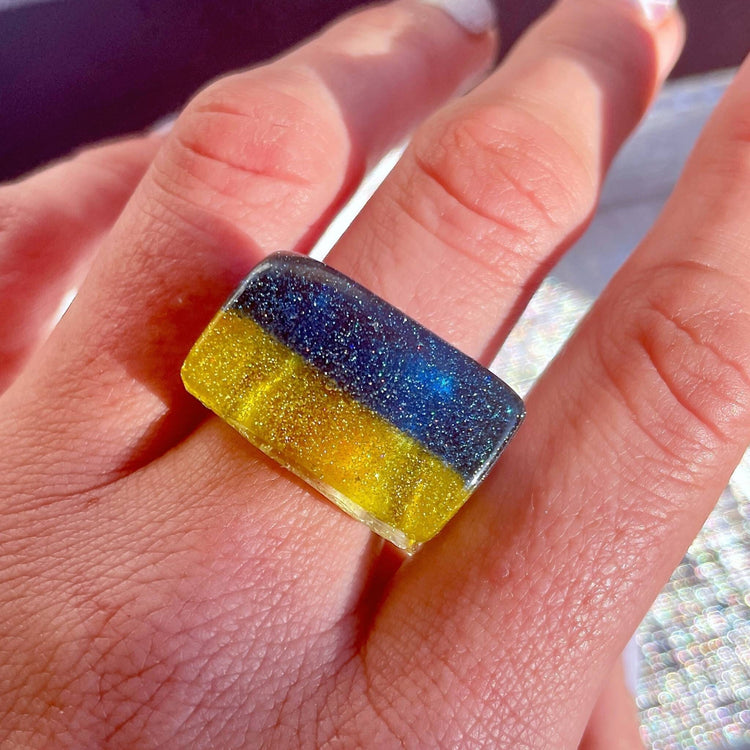 CHUNKY RECTANGLE SOLIDARITY RING - Midnight Studio Rings