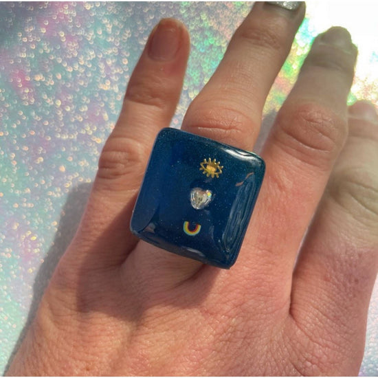 CHUNKY SQUARE SOLIDARITY RING (3 Styles) - Midnight Studio 👁❤️U Rings