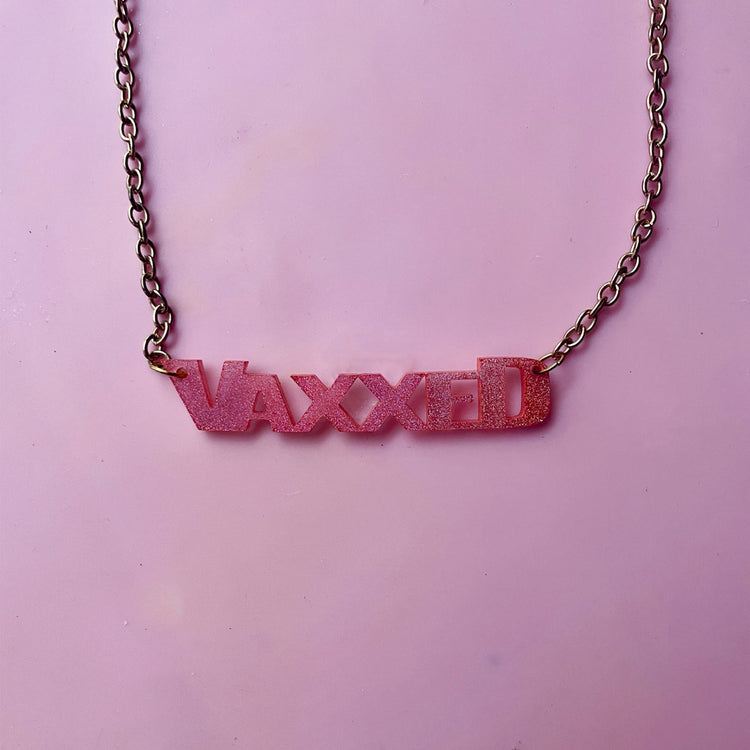 "Classy" VAXXED Necklace *Retiring Style* LAST CHANCE - Midnight Studio Holo Red / Silver Necklaces
