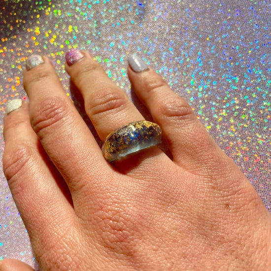 FACETED BUBBLE SOLIDARITY RING (3 styles) - Midnight Studio Ukraine Blue + Gold Flake Rings