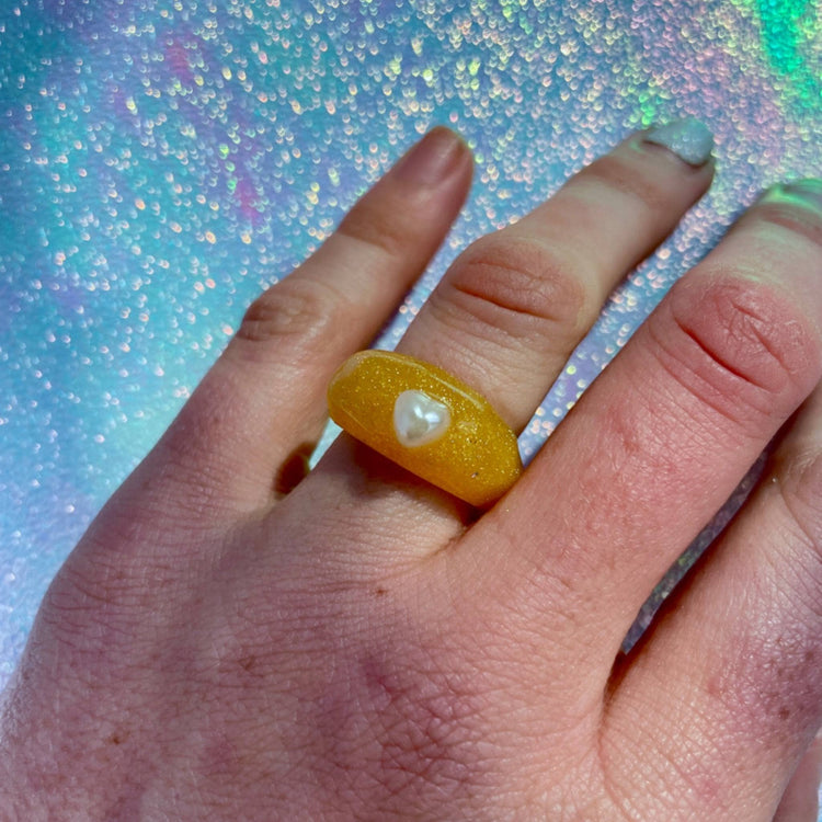 FACETED BUBBLE SOLIDARITY RING (3 styles) - Midnight Studio Ukraine Yellow + Heart Rings