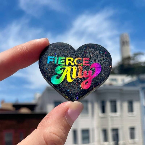 Fierce Ally Pride Hearts - Pin, Magnet, or Keychain - Midnight Studio Enamel Pins