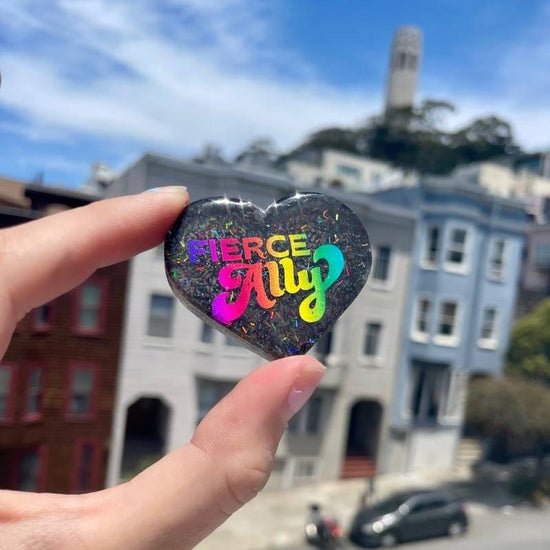 Fierce Ally Pride Hearts - Pin, Magnet, or Keychain - Midnight Studio Enamel Pins