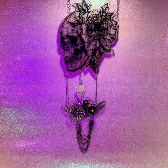 Floral Skull Hanging - Midnight Studio Suncatchers