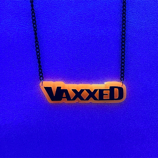 Glow-in-the-Dark Orange & Black "Retro" VAXXED Necklace - Midnight Studio Necklaces