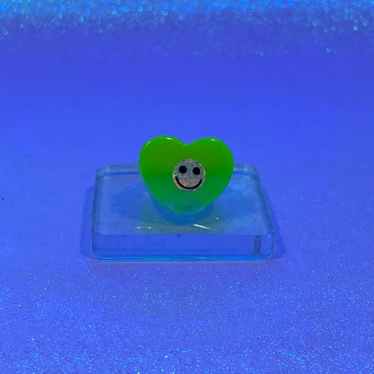 Glow in the Dark Smiley Face Heart Ring - Midnight Studio Rings