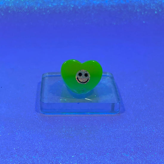 Glow in the Dark Smiley Face Heart Ring - Midnight Studio Rings