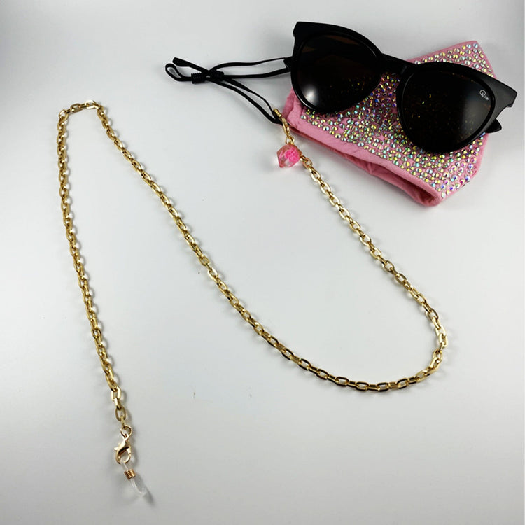 Gold Mask Chain with Floral Diamond Charm - Midnight Studio Mask Chain