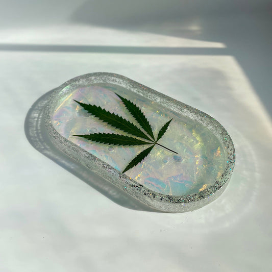 Holographic Cannabis Leaf Rolling Tray Tray Midnight Studio 