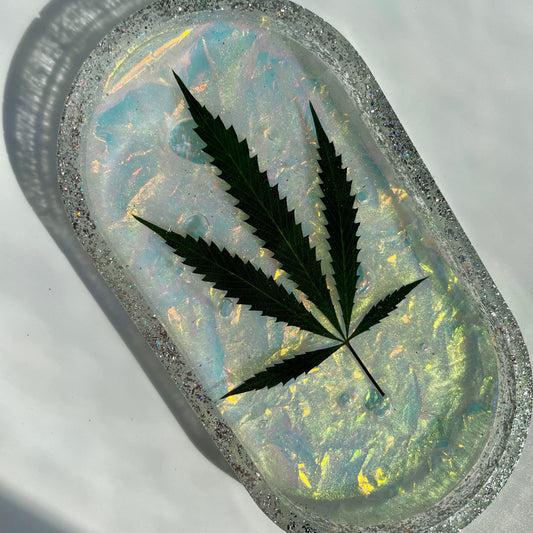 Holographic Cannabis Leaf Rolling Tray Tray Midnight Studio 